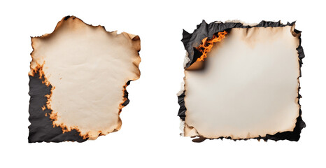 burnt paper isolated on transparent background
