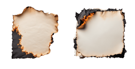 burnt paper isolated on transparent background
