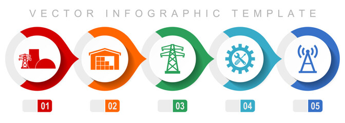 Transport flat design infographic template, miscellaneous symbols such as car, plane, train, bus and ship, vector icons collection