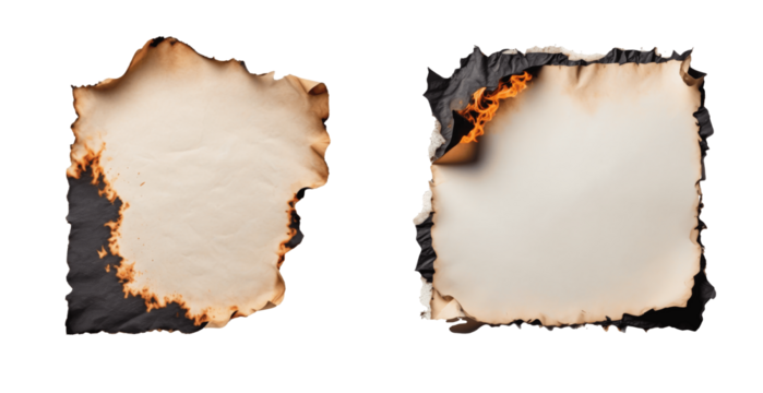 burnt paper isolated on transparent background