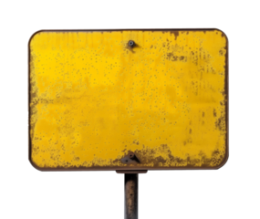 Old yellow rusty sign, empty road sign