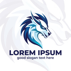 dragon logo design, dragon with blue ice illustration, gamer logo, dragon esport logo design © widoko