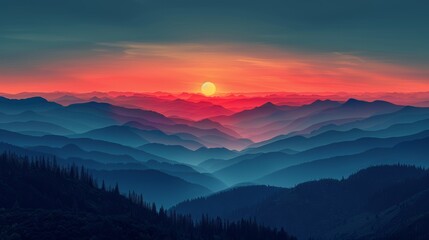 Sunrise over mountain layers