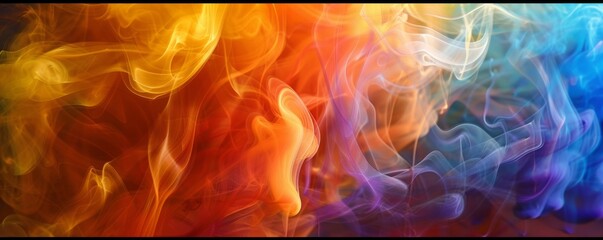 Colorful abstract smoke patterns on a black background