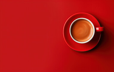 Cup of coffee. Top view, flat lay. Empty space to add text or logo. Ai Generative
