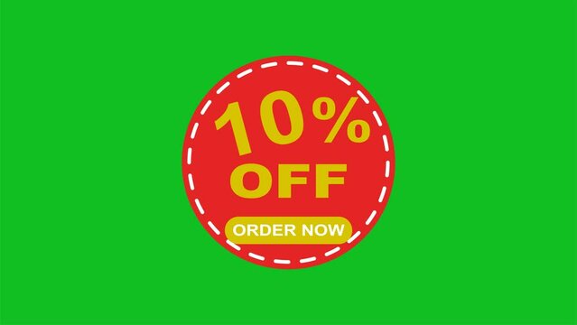Animation of 10 percent discount for business advertising with green screen. Suitable for billboards and other advertisements