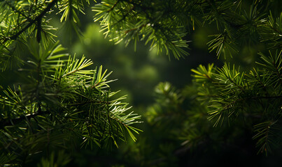 bright green pine in dark, Generative AI 