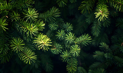 bright green pine in dark, Generative AI 