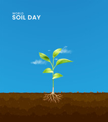 World Soil Day, Soil day design for social media banner, 3D Illustration