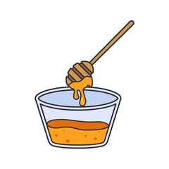 Honey dipper in glass bowl