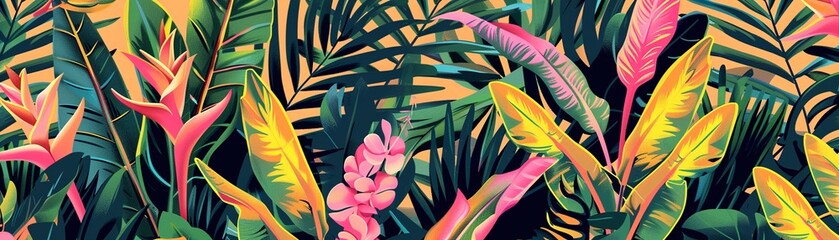 Exotic Elegance HandDrawn Tropical Seamless Pattern for Luxurious Wallpapers Fabric Printing and More