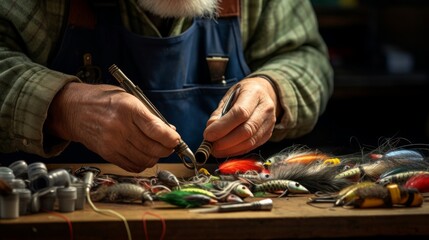 Expertise in fishing tackle fisherman's knotwork lure array