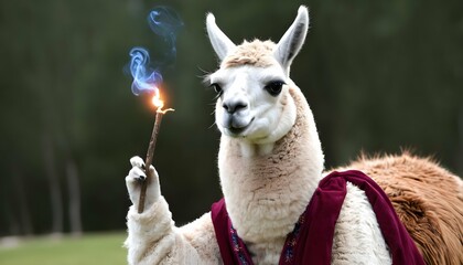 A Llama Dressed As A Wizard Casting A Spell Upscaled 4