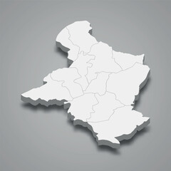 Obraz premium 3d isometric map of Sidi Bouzid is a Governorate of Tunisia