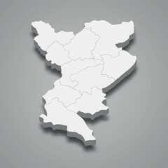 3d isometric map of Siliana is a Governorate of Tunisia