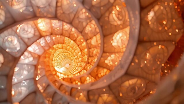 A spiral staircase made of light symbolizing the journey of selfdiscovery and spiritual growth that accompanies Reiki energy healing.