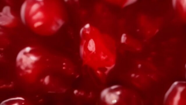 An overhead shot beautifully renders the cranberry sauce in its natural state, capturing the slight dimples and textures of the whole, intact cranberries.