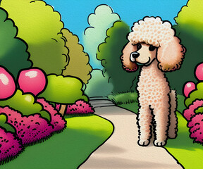 Poodle Dog, Oil Painting