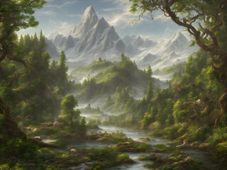 Dreamy Landscape, Oil Painting - 763124187