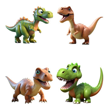 3d rendered illustration of a cartoon dinosaur set with a smile on his face. Generative AI