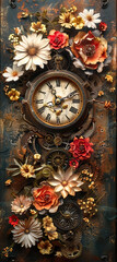vintage background, products, enginer, generative, ai, steampunk,  clock background, clock, watch, mechanism, gears, metal, wheel, vintage, time, old, clockwork,