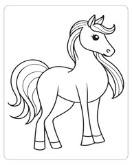 Horse Vector, Horse Coloring Pages, Black and white Animals 