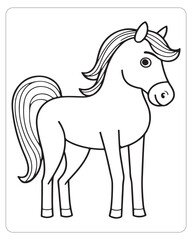 Horse Vector, Horse Coloring Pages, Black and white Animals 