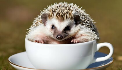 A Hedgehog Sitting In A Teacup Upscaled 3