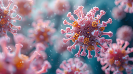 Naklejka na ściany i meble Vaccination Valor: Injection Against Corona Virus in Microscopic Detail, generated by IA