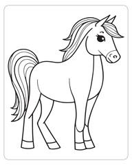 Horse Vector, Horse Coloring Pages, Black and white Animals 