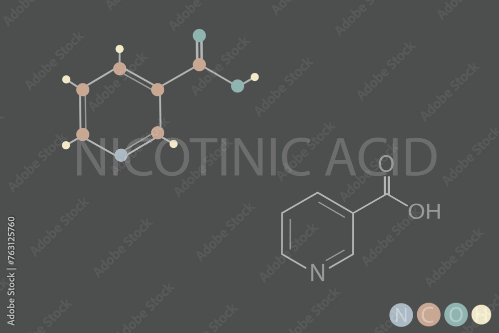 Sticker nicotinic acid molecular skeletal chemical formula