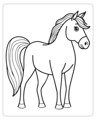 Horse Vector, Horse Coloring Pages, Black and white Animals 