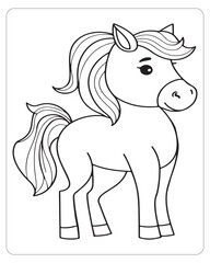 Horse Vector, Horse Coloring Pages, Black and white Animals 