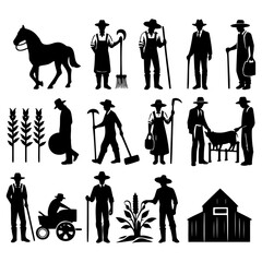 silhouettes SET of illustration FARMER