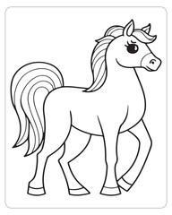 Horse Vector, Horse Coloring Pages, Black and white Animals 
