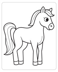 Horse Vector, Horse Coloring Pages, Black and white Animals 