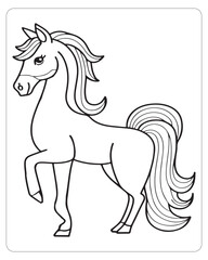 Obraz na płótnie Canvas Horse Vector, Horse Coloring Pages, Black and white Animals 