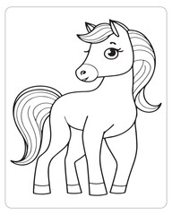 Horse Vector, Horse Coloring Pages, Black and white Animals 