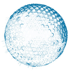 Sci-Fi Shield Power: Abstract geometric shield in 3D. Holographic sphere with hexagons creates a high-tech defense. Perfect for sports ads, movies, or games.