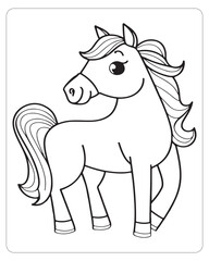 Horse Vector, Horse Coloring Pages, Black and white Animals 