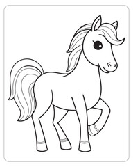 Horse Vector, Horse Coloring Pages, Black and white Animals 