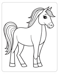 Naklejka na ściany i meble Horse Vector, Horse Coloring Pages, Black and white Animals 