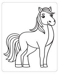 Horse Vector, Horse Coloring Pages, Black and white Animals 