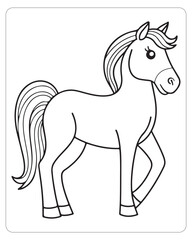 Horse Vector, Horse Coloring Pages, Black and white Animals 