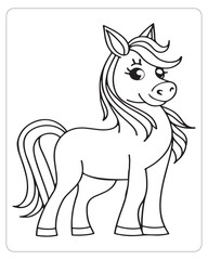 Horse Vector, Horse Coloring Pages, Black and white Animals 