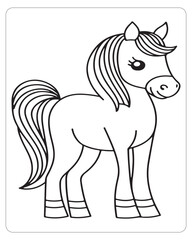 Horse Vector, Horse Coloring Pages, Black and white Animals 