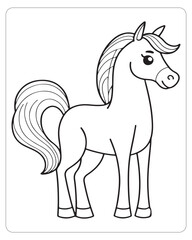 Horse Vector, Horse Coloring Pages, Black and white Animals 