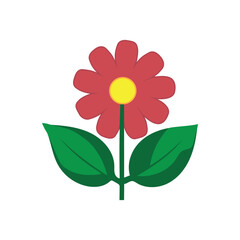 red flower flat illustration isolated on a white background