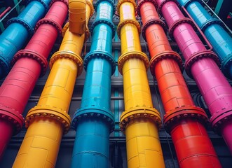 Large Multicolored Building With Numerous Pipes