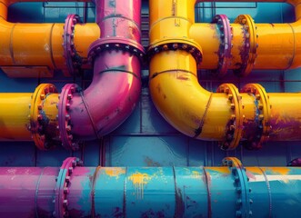 Colorful Pipe Structure Close Up